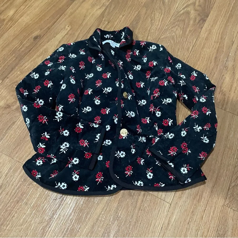 Brooks Brothers Fleece Floral Button Blazer Jacket